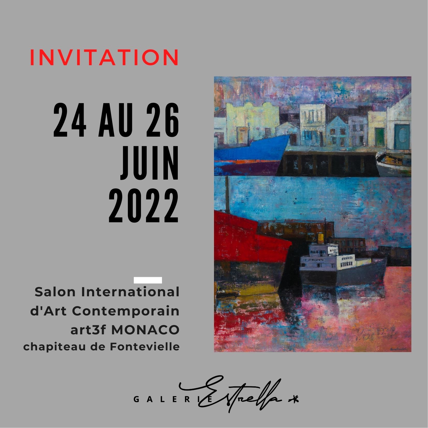 Lire la suite à propos de l’article Salon international d’Art Contemporain Art3f MONACO – chapiteau de Fontevielle du 24 au 26 Juin 2022